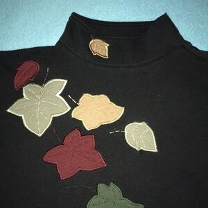 CHINAWARE by Morsly vintage 80’s fall leaves decorative button turtleneck size M